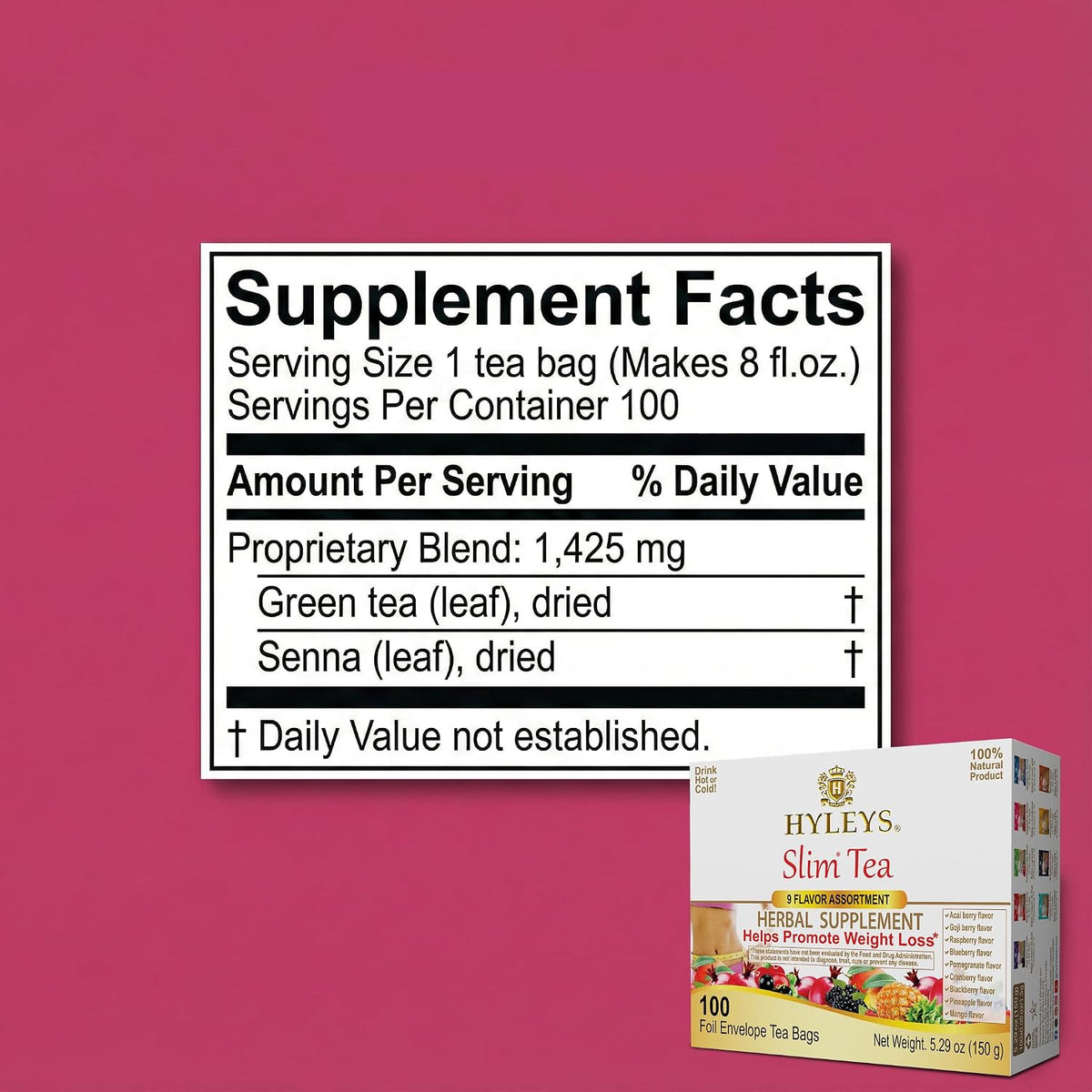 HYLEYS Slim Tea, 9 Flavor Weight Loss Variety Pack, Diet Tea, 100 Bags