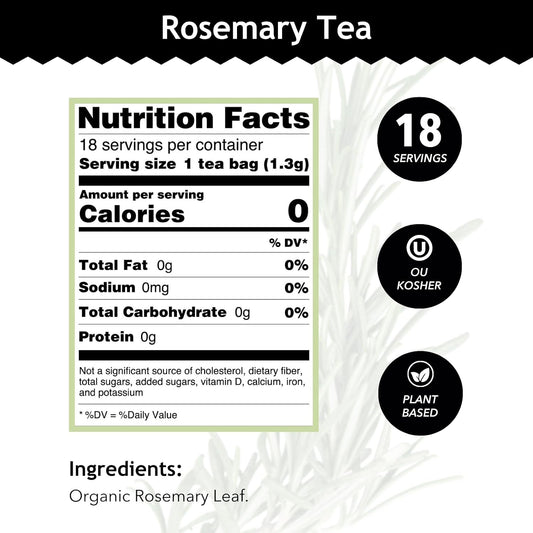 Buddha Teas Organic Rosemary Tea - Herbal Tea, Microplastic & Caffeine Free
