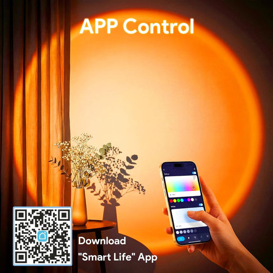 Bavcieu Sunset Lamp Projection Led Lights with Remote,APP Multicolor Night Light 360° Rotation Rainbow Lights 4 Modes Setting for Photography/Selfie/Party/Home/Living Bedroom Decor, Gifts for Women