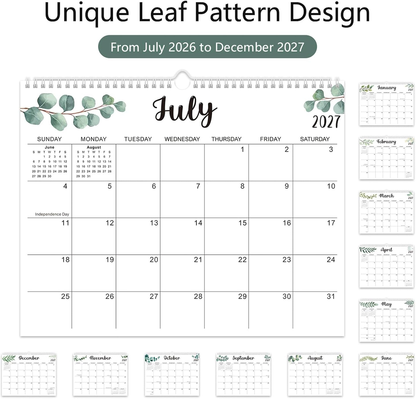 Large Wall Calendar 2026-2027, 18-Month Wall Calendar from July 2026 to December 2027, 15" x 22" 2026 Wall Calendar with Spacious Blocks, Julian Dates, Habit Tracker & Full-Year Reference for Home Office School Colorful