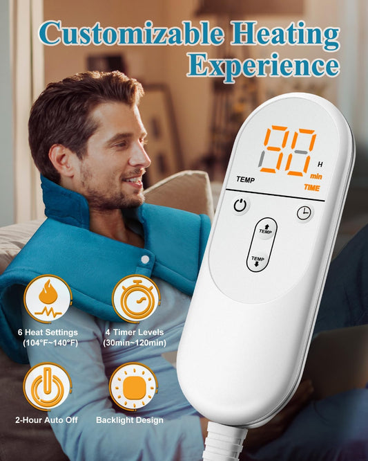 Heating Pad for Neck Shoulders Back, Electric Heat Pads, Weighted Heated Wrap for Daily Relax 6 Heat Settings 4 Auto Timers, Birthday Gifts for Women Men Mom Dad Wife Husband, 17"x23", ETL Certified
