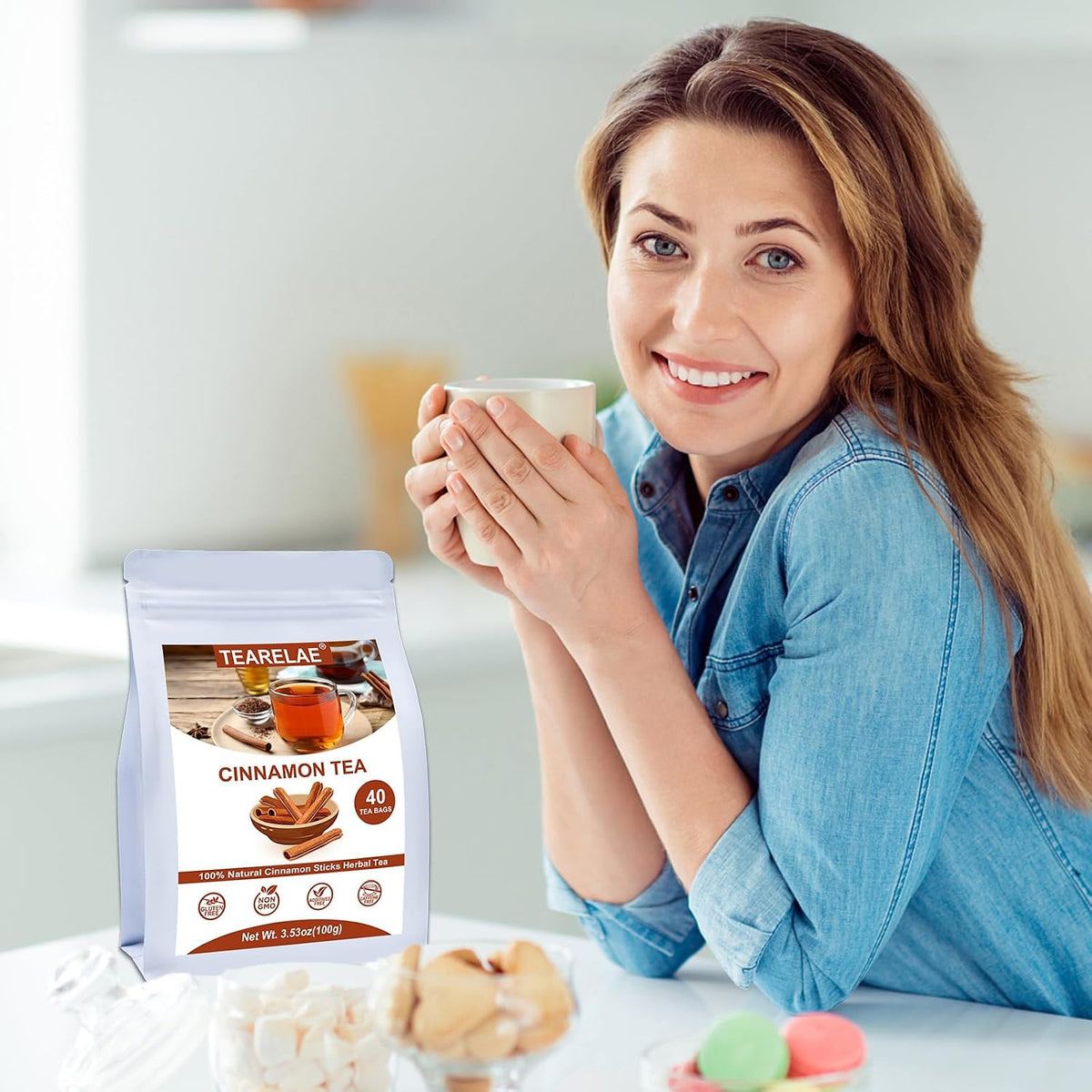 TEARELAE Cinnamon Tea, 40 Herbal Tea Bags, Te De Canela, Warm Spicy Aroma