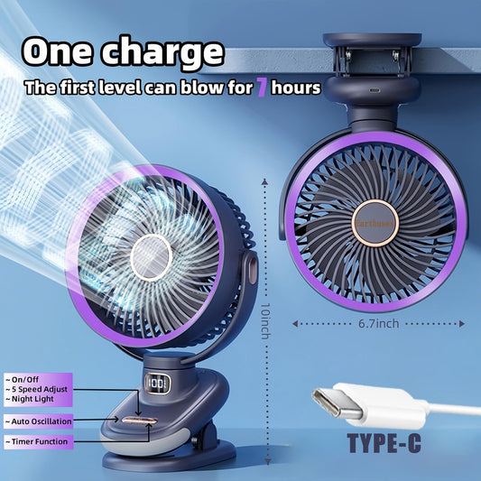 Auto Rotating Oscillating Fan for Bedroom,Portable USB Rechargeable Desk Fans Small Quiet, 5 Speed Mini Table Fan for Office,Clip on Fan for Bed,Cooling Fans for rooms,Vintage Fans for living room