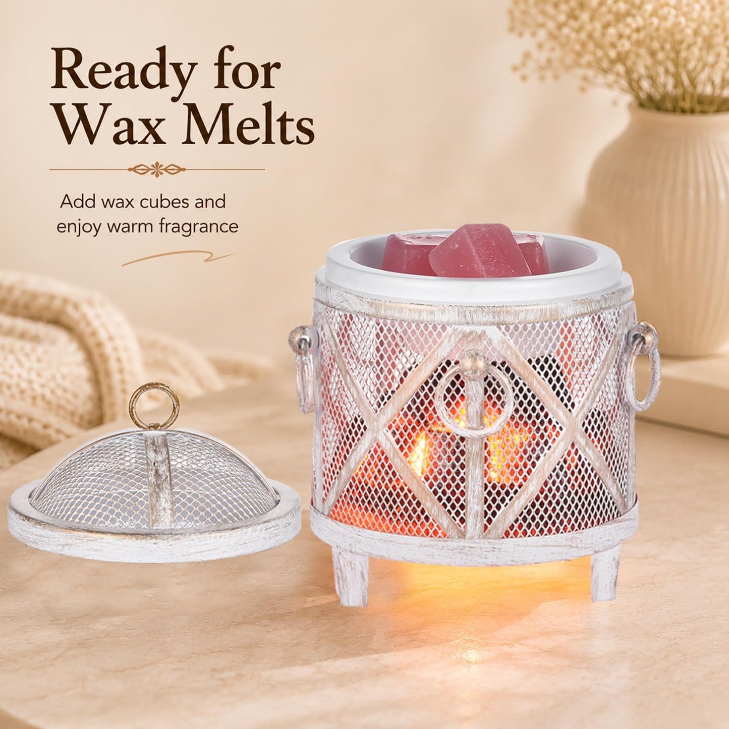 Dicimi Wax Melt Warmer,4-in-1 Electric Wax Melter,Oil Burner,Fireplace Wax Warmers, for Home Office Bedroom Aromatherapy Present and Decorations (Bronze, Fireplace Stove)
