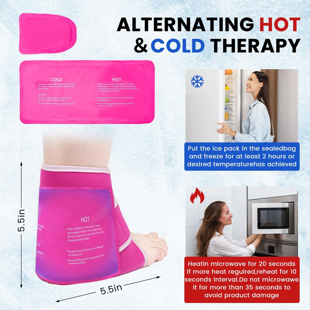 Ankle Ice Pack Wrap Reusable Gel Cold Compression for Foot Discomfort