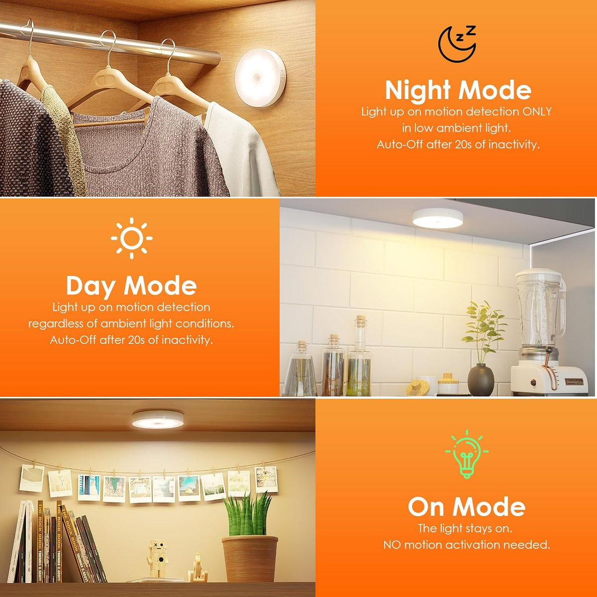 Motion Sensor Puck Light with Remote, Cool White