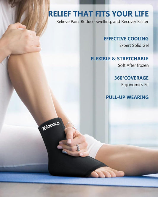 Ankle Foot Ice Pack, Expert Solid Gel Cold & Hot Therapy for Ankle Recovery
