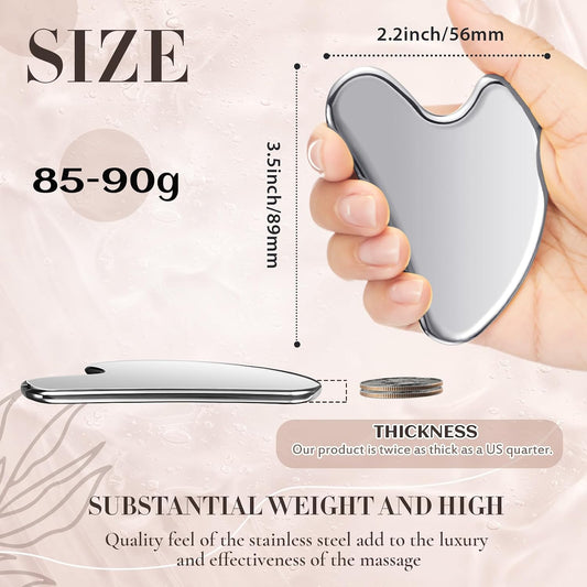 Nuanchu 304 Stainless Steel Gua Sha Facial Tool, Silver, Heart