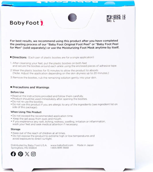 Baby Foot Hydrating Foot Mask for Dry Cracked Feet – Moisturizing Foot Mask Non Peel Treatment – Soft Smooth Feet Repair with Collagen & Hyaluronic Acid – 15 Minute Spa Foot Care, Unscented