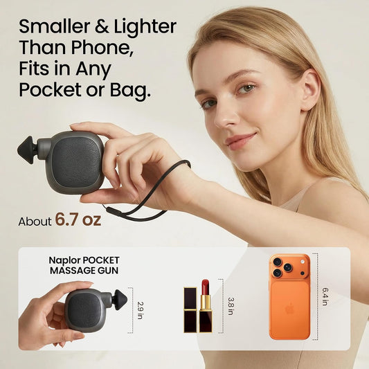 Pocket Mini Massage Gun, Percussion Massager for Travel | Small Handheld Deep Tissue Muscle Massager for Neck Face Head | 4 Speeds, USB-C, Quiet, Gifts for Women & Men
