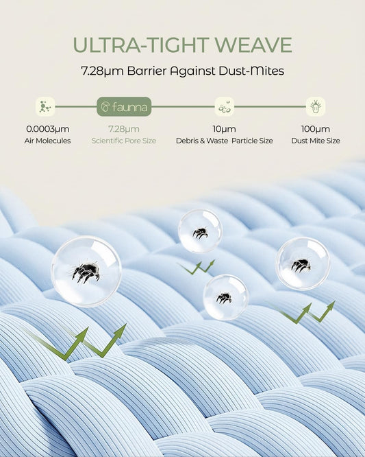 FAUNNA 100% Cotton Pillow Protectors, Bed Bug Proof, Hypoallergenic, Featuring Antimicrobial Product Protection for Enhanced Freshness, Premium Breathable Zippered Protectors(Standard Size, 4 Pack)