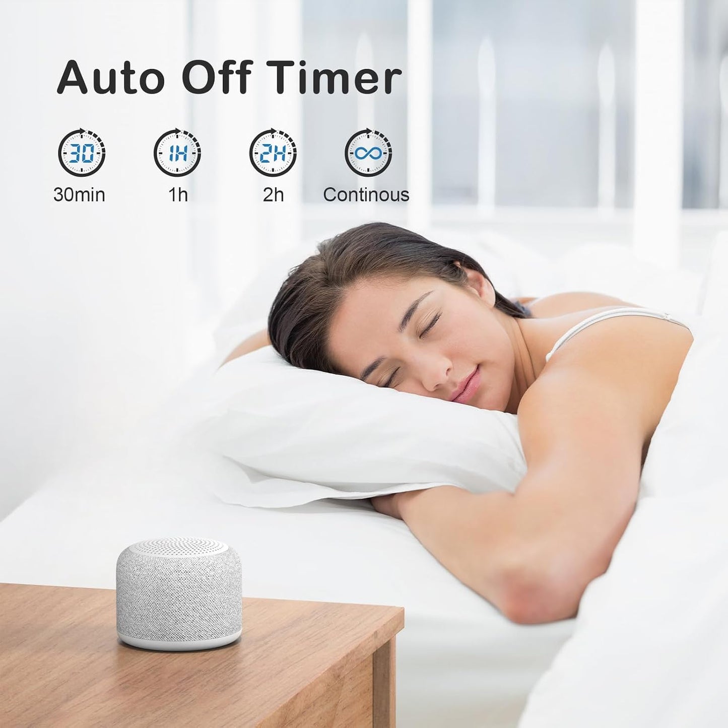 REACHER Travel White Noise Sound Machine, Small Bluetooth Speaker for Sleep | 20 Soothing Sounds, Rechargeable Battery, Portable Mini Size, Baby and Adult Sleep, Travel and Bedside Use