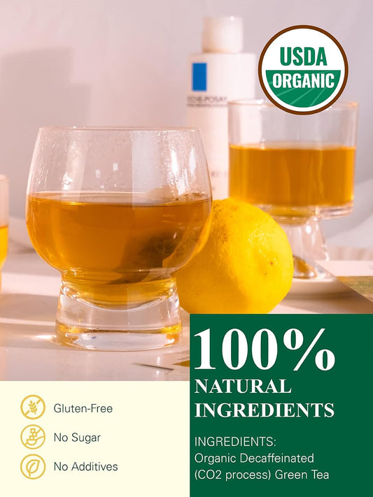 GLDNT Organic Decaf Green Tea Bags, Organic Green Tea Decaffeinated, 100 ct