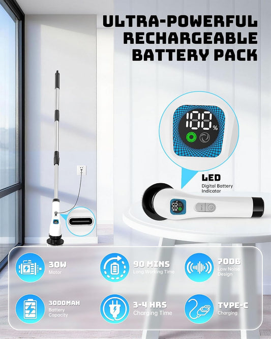 Electric Spin Scrubber for Bathroom | Shower Cleaner Brush with Long Handle
