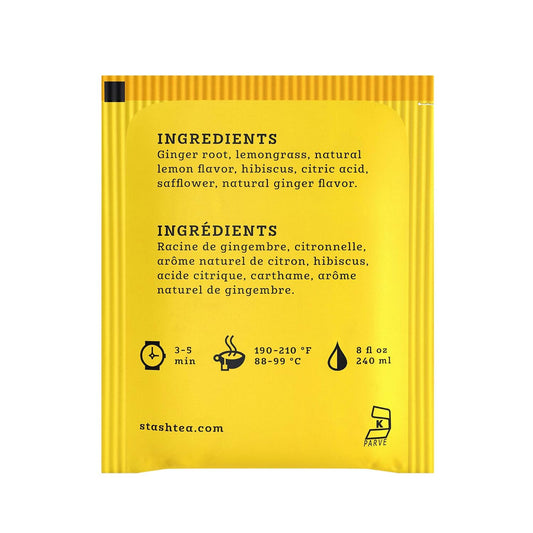 Stash Tea Lemon Ginger Vitality Herbal Tea - Naturally Caffeine Free, Non-GMO Project Verified Premium Tea with No Artificial Ingredients, 20 Count (Pack of 6) - 120 Bags Total