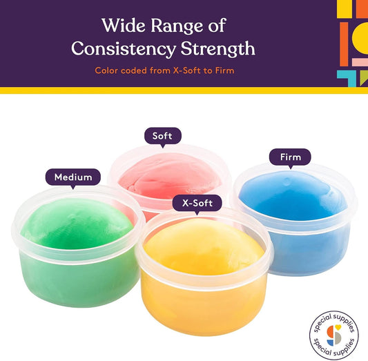 Special Supplies Therapy Putty for Teens and Adults - Resistive Hand Exercise Stress Relief Therapy Putty Kit, Set of 4 Strengths, Three Ounces of Each Putty (Primary Colors)