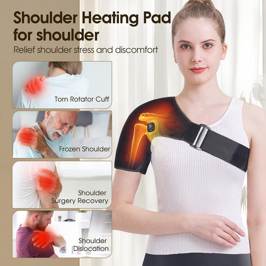 COMFYTHERA Cordless Heated Shoulder Wrap for Shoulder Pain with 2 Heating Settings Warmer, Heating Shoulder Brace Heating Pad for Men and Women (Black)