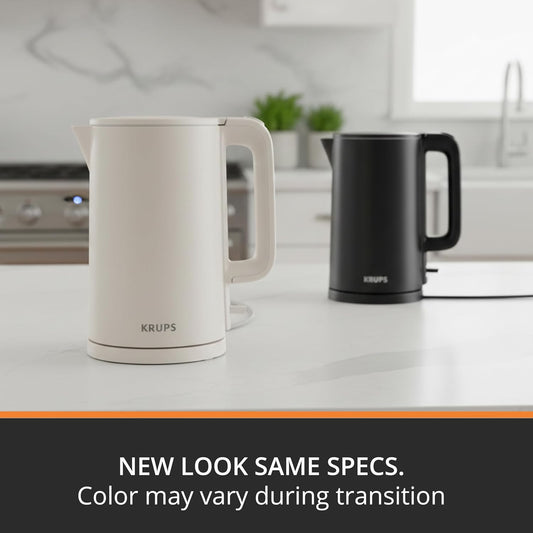 KRUPS Smart Temp Electric Kettle: 1.7L Capacity, 5 Precise Temperature Settings, Digital Display, Cool-Touch Exterior, Cordless Design for Tea and Coffee Lovers