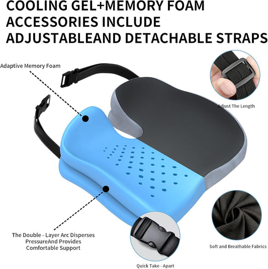 Seat Cushions for Office Chairs Wheelchair Cushion for Long Sitting Back Pain,Memory Foam Seat Car Computer Desk Chair Cushion,Coccyx Cushion for Tailbone Pain Relief Cushion Office Chair Black