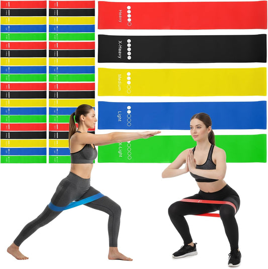 40 Pcs Resistance Bands Bulk, Loop Exercise Bands Set for Gym Members Sports Class Students Gift, 5 Pieces Each Set with Storage Bag, Fitness Bands for Outdoor Home Gym Yoga Pilates