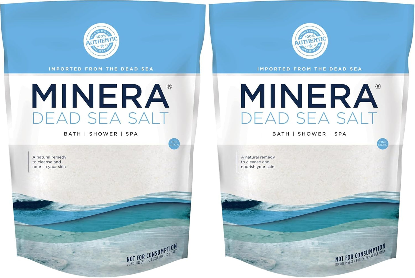 Minera Fine Grain Dead Sea Salt for Bath & Soaking, 100% Pure, 2 lb