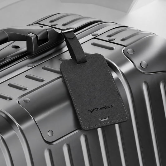 Spotminders Trackable Luggage Tags for Suitcases, TSA Approved (iOS Only) MFi Certified Rechargeable Luggage Tracker with 1-Year Battery, IPX4, Works with Apple Find My, Sound Alert, No Subscription