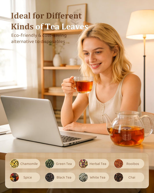 House Again Large Tea Infusers, Extra Fine Mesh Tea Strainers for Loose Tea, Slim Threaded Lid & 304 Stainless Steel, Filter Bags Diffusers, Loose Leaf Tea Steeper for Brew Tea Spices & Seasonings