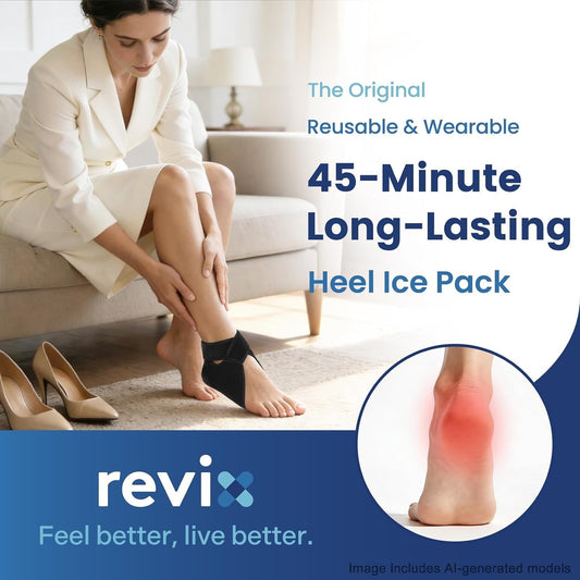 REVIX Heel Ice Pack Wraps for Achilles Tendonitis & Plantar Fasciitis with 45-Min Long Lasting Cold Therapy, 2 Packs Lightweight Gel Ice Pack for Heel Relaxation, Reusable Ice Wrap for Feet Swelling