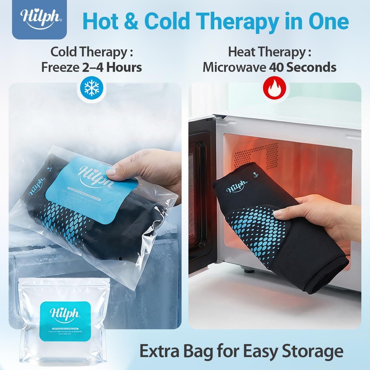 Hilph Foot Ankle Ice Pack Sleeve for Plantar Fasciitis Relief with Massage Ball, FSA Eligible Cold Therapy Wrap with Double Gel for Achilles Tendonitis, Heel Spur, Swelling, Sore Feet Pain Relief