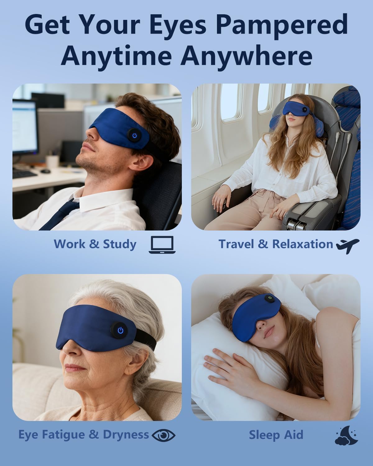 Heated Eye Mask for Dry Eyes, Cordless Sleep Mask with Warm Compress