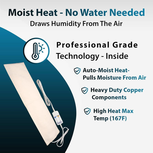 Professional Grade Heating Pad with Automatic Moist Heat by Thermotech, High-Heat Heating pad for Deep Penetrating Heat - 2nd Gen Version (Extra Large King Digital - 26" by 14")