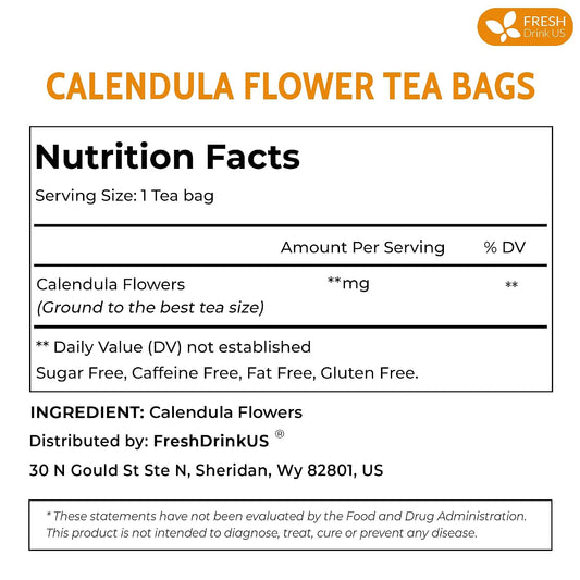 FreshDrinkUS, Premium Calendula Flower Tea, 55 Count, Pure, Caffeine Free