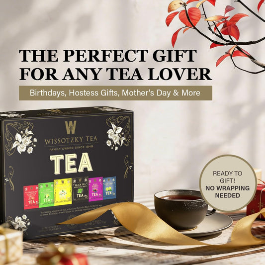 Wissotzky Artisanal Tea Chest Box, Assorted Flavors of Black & Herbal Tea Bags (42 Tea Bags) 6 Flavors | Mothers Day Gift | Tea Sampler Variety Pack | Tea Gift Set | Individually Wrapped | Corporate & Holiday Gifts | Certified Kosher