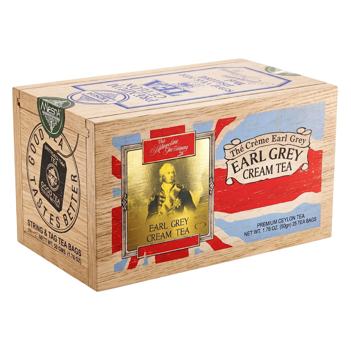 Earl Grey Cream Tea, 25 Tea Bags Sealed in a Wooden Box for Freshness