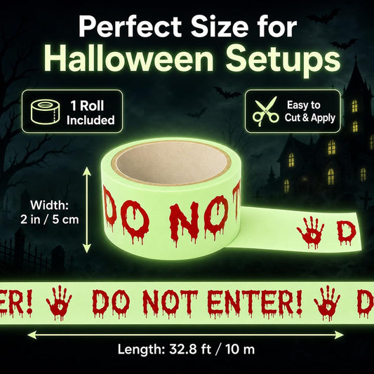 2IN x 32.8FT Glow in The Dark Halloween Caution Tape, Do Not Enter
