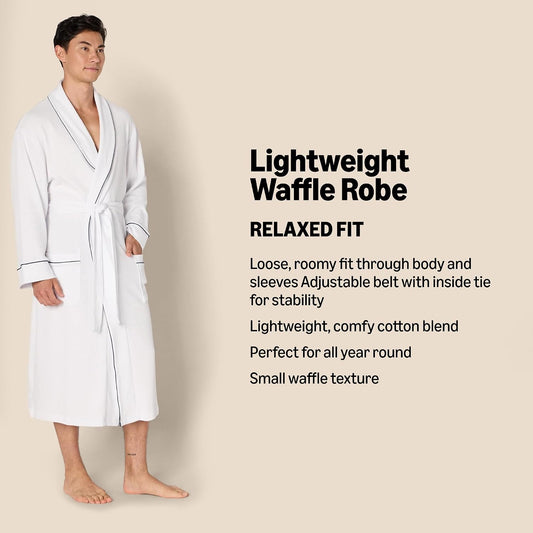 Amazon Essentials Men's Lightweight Cotton Waffle Bathrobe (Available in Big & Tall)