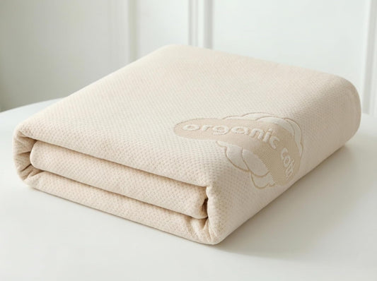Waterproof Organic Mattress Protector Queen Size – Premium Soft Organic Cotton Surface Mattress Cover – Noiseless & Breathable 250 GSM Mattress Pad – Deep Pocket Fitted Design