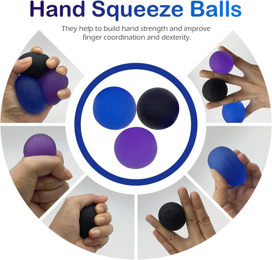 3 Multiple Resistance Stress Relief Gel Balls for Hand Finger Wrist Exercise Muscles Arthritis Training Grip Exerciser Strengthening, Hand Grip Strength Train Ball for Adults