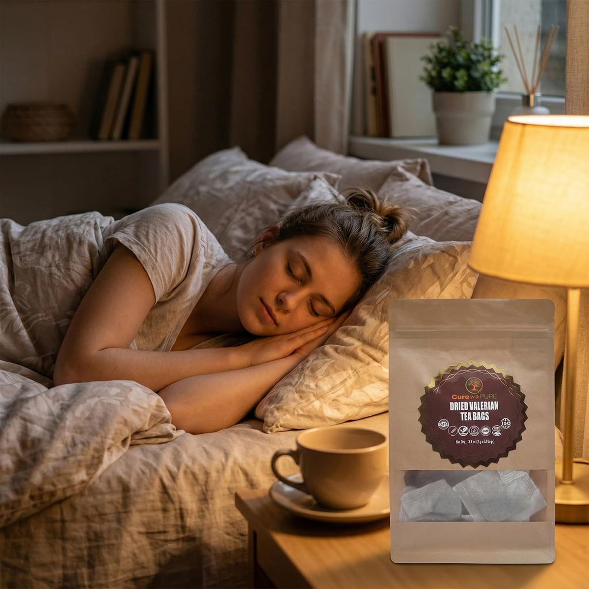 Cure Wid Pure Organic Valerian Root Tea Bags for Sleep Bleach-Free 50 Bags