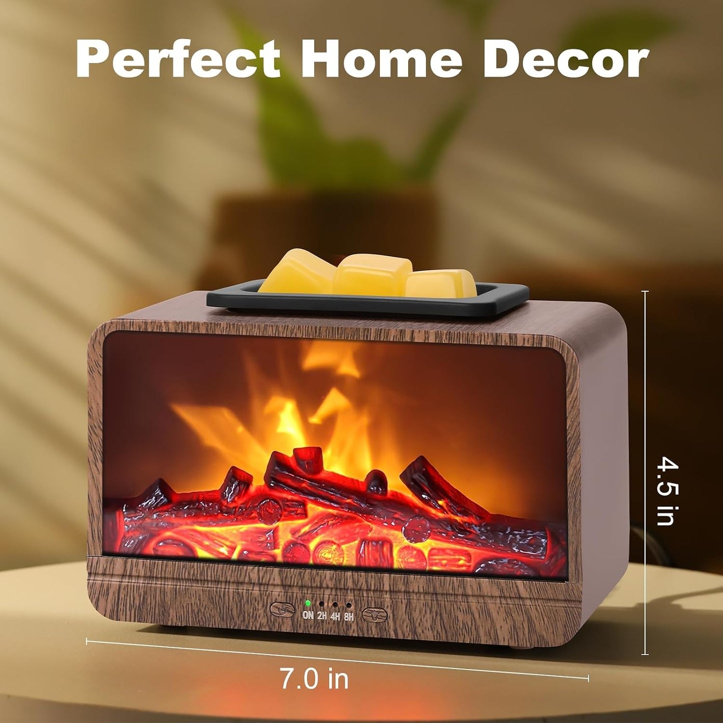 Flame Fireplace Wax Melt Warmer,Scentsy Wax Warmer with Timer, Electric Wax Warmer for Scented Wax with PTC Heating Plate, Wax Burner for Women Gifts & Home Decor(Black)