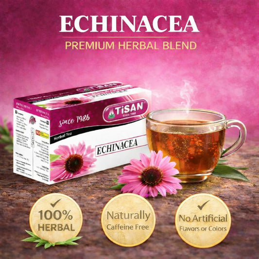 Tisan Echinacea Tea – 40 Individually Wrapped Tea Bags | Pure Botanical Echinacea Purpurea | Naturally Caffeine Free Floral Infusion | Earthy and Bright Herbal Flavor | Seasonal Vitality Ritual for Everyday Wellness