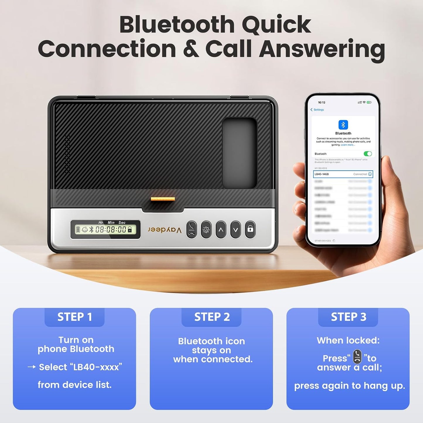 Vaydeer Phone Lock Box with Timer, 99-Hour Lock
