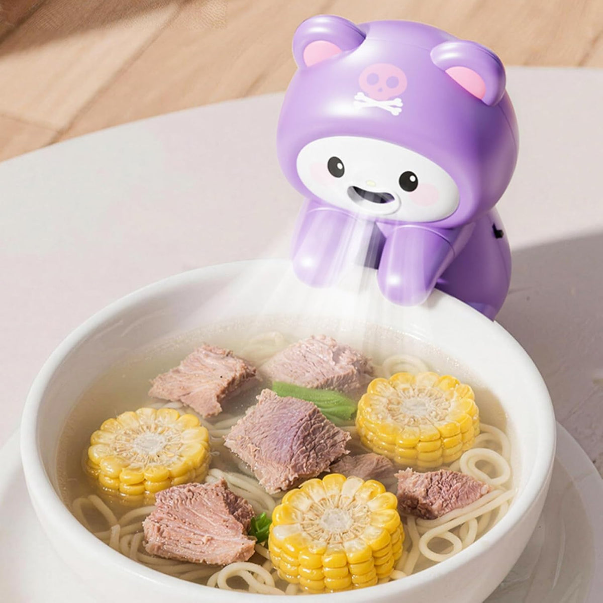 Clip-On Food Table Fan for Noodle Coffee Tea (Purple)