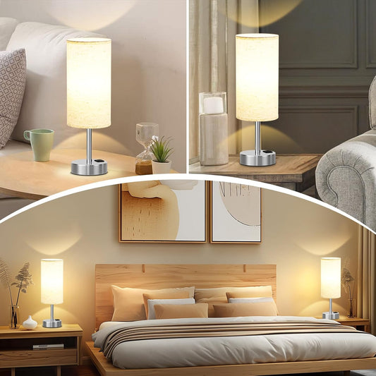 Dicoool Bedside Table Lamp for Bedroom - Touch Desk Lamp with USB A+C Port