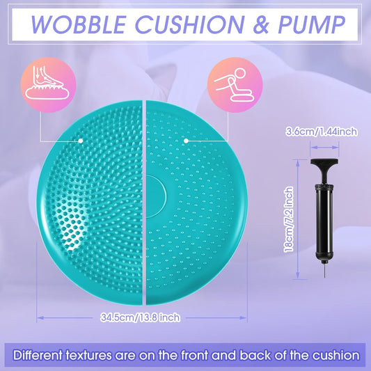 8 Pcs Balance Disc Set with Hand Pump, Wobble Cushion, 3 Balance Pods & 4 Spiky Massage Balls, for Sensory child, Balancing Training, Physical Recovery, Exercise, Adults, Dogs