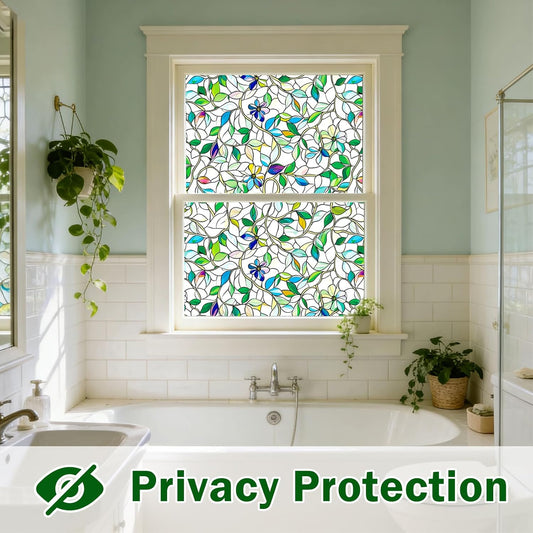 Frosted Glass Window Film, Decorative Sun Heat Blocking,Anti UV Save Energy