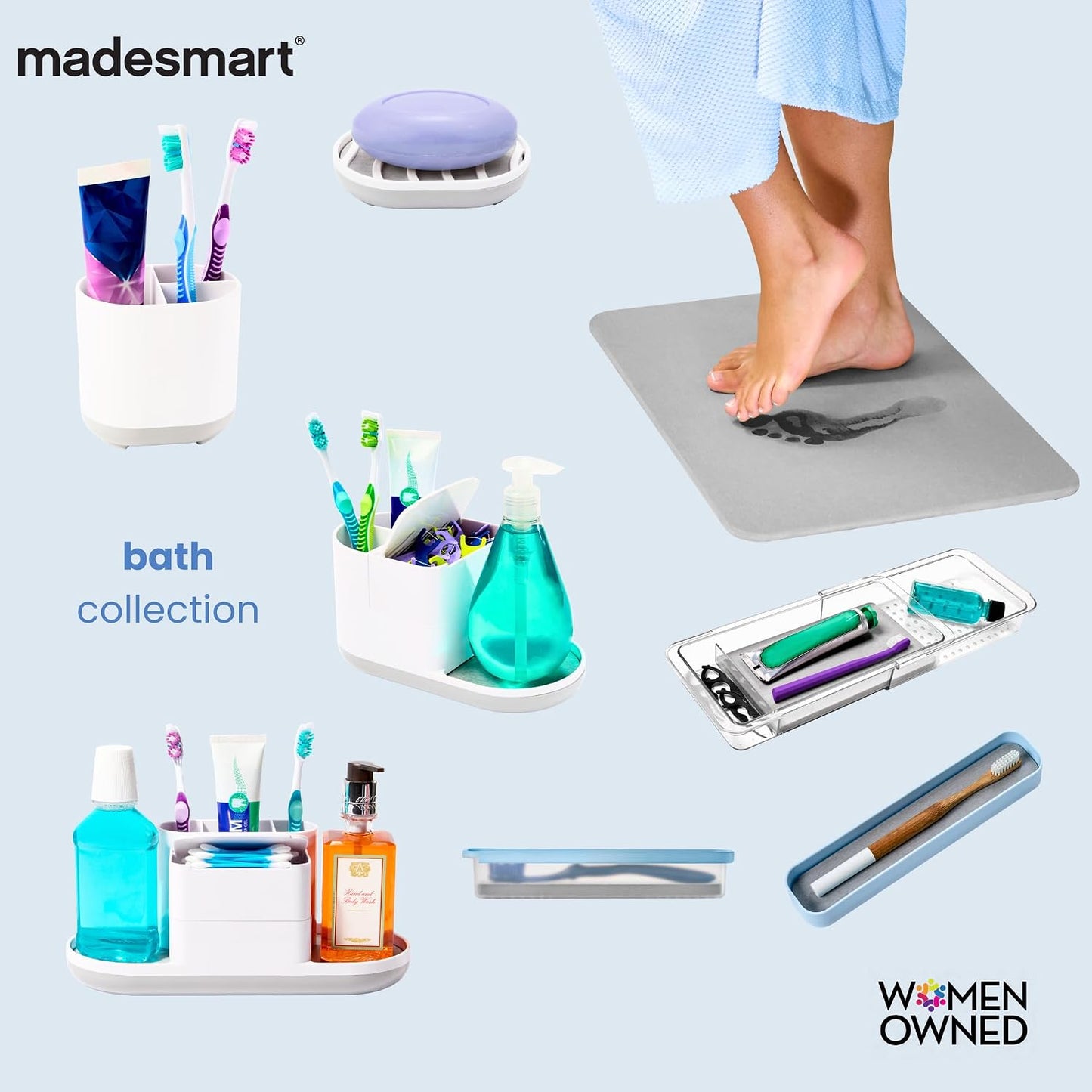 madesmart Expandable Bath Tray, White