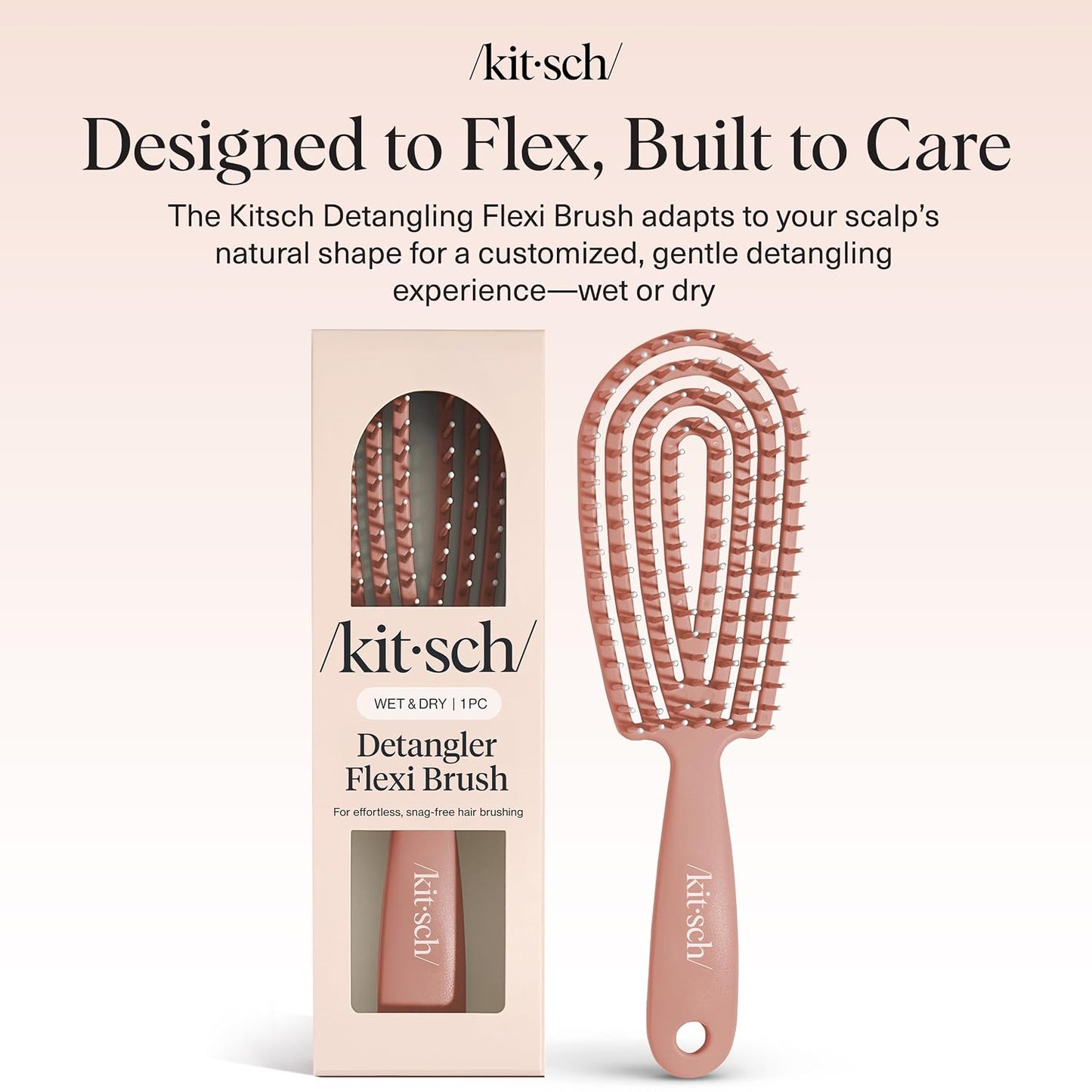 Kitsch Hair Brush Detangler – Flexi Flow Hair Brush for Women, Men & Kids | Detangling Brushes for Curly Hair with Bendable Frame, Bounce Curl Defining Brush for Wet or Dry Strands - Soft Violet