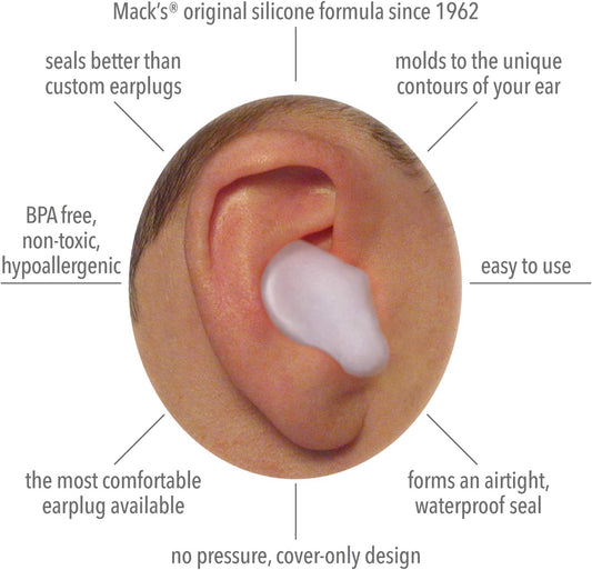 Mack's Pillow Soft Silicone Earplugs - 6 Pair (Pack of 8), Value Pack – The Original Moldable Silicone Putty Ear Plugs for Sleeping, Snoring, Swimming, Travel, Concerts and Studying