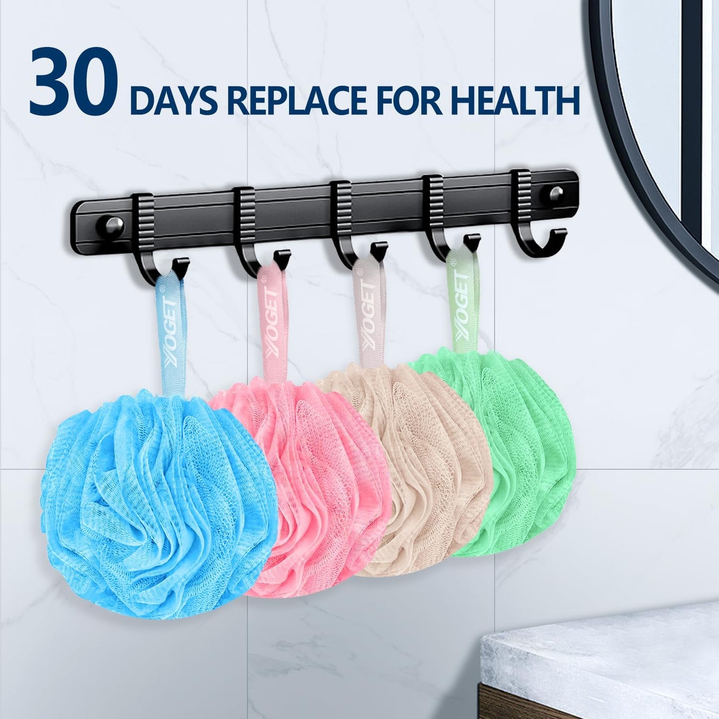 Yoget 4 Pack Shower Loofah Sponge, 60G Bath Loofa Exfoliating Body Scrubber